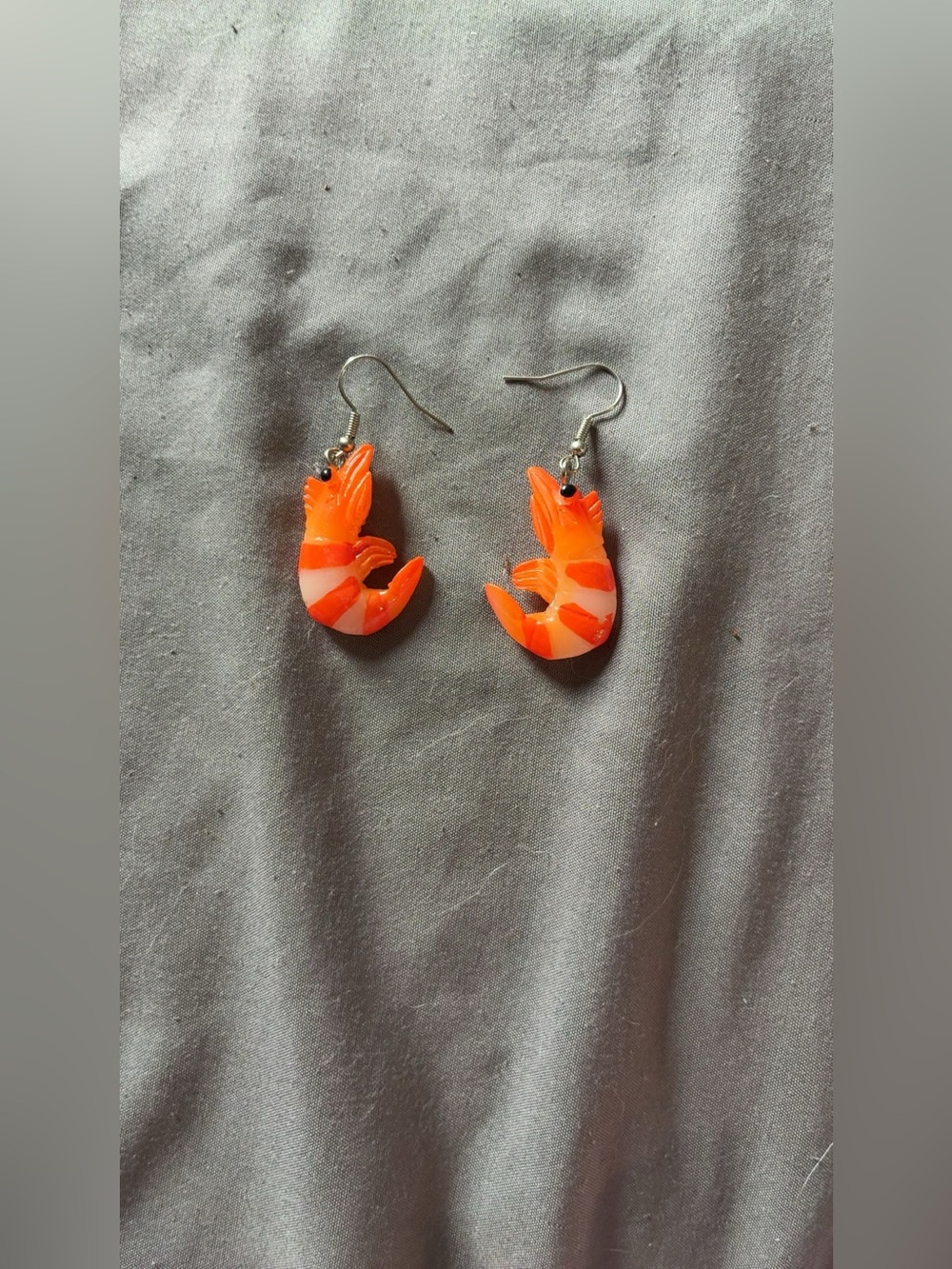 Cute Orange Shrimp Dangle Earrings